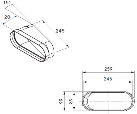 BORA ECOTUBE KSZTAŁTKA WYGIĘTA 15° POZIOMA PŁASKA WRAZ Z MATERIAŁEM USZCZELNIAJĄCYM EFBH15 TECH.png