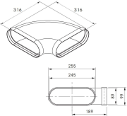 BORA ECOTUBE KSZTAŁTKA WYGIĘTA 90° POZIOMA PŁASKA WRAZ Z MATERIAŁEM USZCZELNIAJĄCYM EFBH90 TECH.png