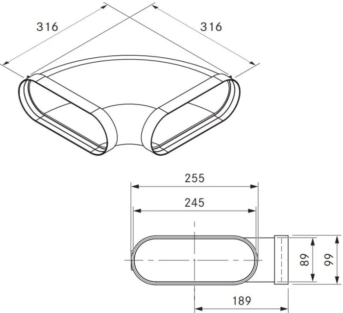 BORA ECOTUBE KSZTAŁTKA WYGIĘTA 90° POZIOMA PŁASKA WRAZ Z MATERIAŁEM USZCZELNIAJĄCYM EFBH90 TECH.png