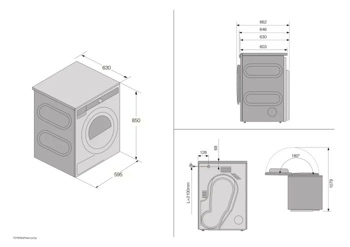 Rysunek techniczny Suszarka Asko T308HCW.webp