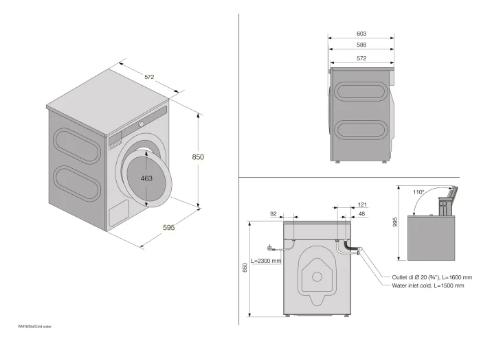 Rysunek techniczny Pralka Asko W3096CW.webp