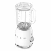 Biały blender kielichowy SMEG BLF03WHEU. Ujęcie pod kątem i z góry