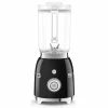 Czarny blender kielichowy SMEG BLF03BLEU prezentowany od strony sterowania.