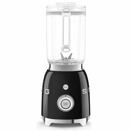 Czarny blender kielichowy SMEG BLF03BLEU prezentowany od strony sterowania.