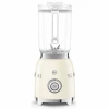 Kremowy blender kielichowy SMEG BLF03CREU prezentowany od strony sterowania.