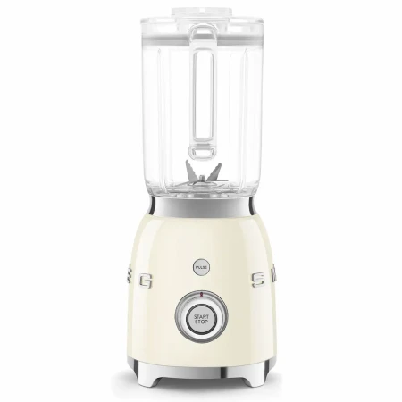 Kremowy blender kielichowy SMEG BLF03CREU prezentowany od strony sterowania.