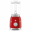 Czerwony blender kielichowy SMEG BLF03RDEU prezentowany od strony sterowania.