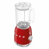 Czerwony blender kielichowy SMEG BLF03RDEU. Ujęcie pod kątem i z góry
