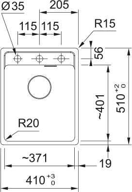 Rysunek techniczny zlewozmywaka MRG 610-37