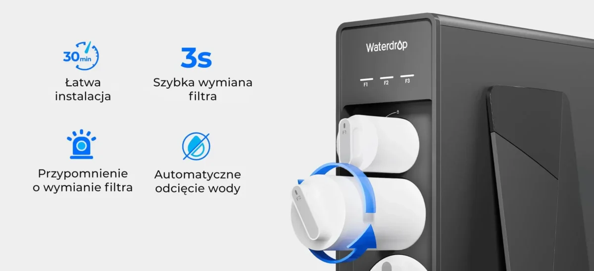 Waterdrop X14 w kolorze czarnym z zdjętą pokrywką